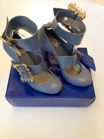 BRAND NEW VIVIENNE WESTWOOD ANGLOMANIA GREY 2 BUCKLE STRAP TEMPTATION HEELS SIZE 6/39 - Whispers Dress Agency - Sold - 4