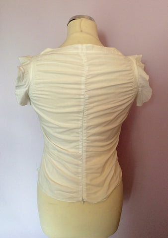 TED BAKER WHITE COTTON FRILL TRIM SLEEVELESS TOP SIZE 1 UK 8/10 - Whispers Dress Agency - Womens Tops - 2