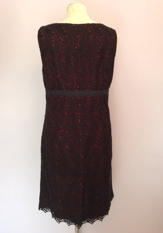 Whistles Black Lace & Red Lined Dress Size 14 - Whispers Dress Agency - Sold - 3