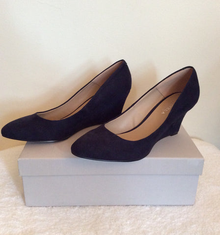 Carvela Navy Blue Suedette Wedge Heel Court Shoes Size 6/39 - Whispers Dress Agency - Sold - 3
