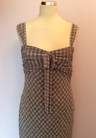 LK Bennett Grey Check Print Silk Dress Size 10 - Whispers Dress Agency - Womens Dresses - 2