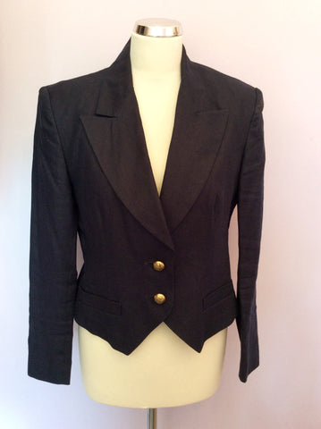 Vintage Jaeger Navy Blue Linen Jacket Size 12 - Whispers Dress Agency - Womens Vintage - 1