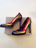 SHELLYS LONDON MULTI COLOURED STRIPE LEATHER HEELS SIZE 5/38 - Whispers Dress Agency - Sold - 3