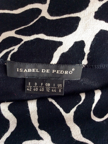 Isabel De Pedro Black & Ivory Print Long Sleeve Dress Size 12 - Whispers Dress Agency - Sold - 5