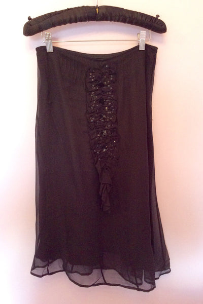 Night By Birger Et Mikkelsen Black Sequin Trim Silk Skirt Size 10 - Whispers Dress Agency - Womens Skirts - 1