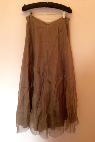 JIGSAW BROWN SILK CHIFFON LONG SKIRT SIZE 12 - Whispers Dress Agency - Sold - 1