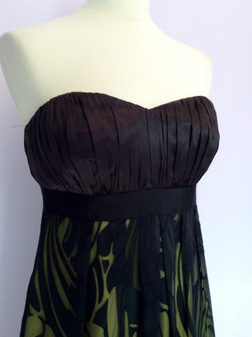 Monsoon Black & Yellow Lined Silk Blend Strapless Dress Size 10 - Whispers Dress Agency - Womens Dresses - 2
