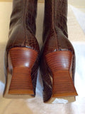 Brand New Roberto Vianni Dark Brown Croc Leather Boots Size 7/40 - Whispers Dress Agency - Womens Boots - 3