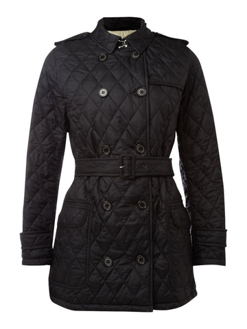 Barbour Black Valerie Quilted Trench Coat Size 16 - Whispers Dress Agency - Sold - 1