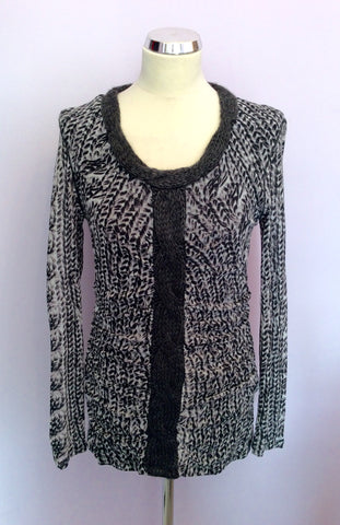 MARC AUREL GREY PRINT WITH KNIT TRIM TOP SIZE 42 UK 14 - Whispers Dress Agency - Womens Tops - 1