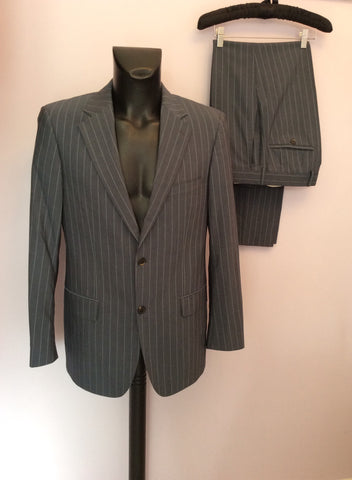Hugo Boss Grey Pinstripe Wool Suit Size 38R /36W - Whispers Dress Agency - Mens Suits & Tailoring - 1