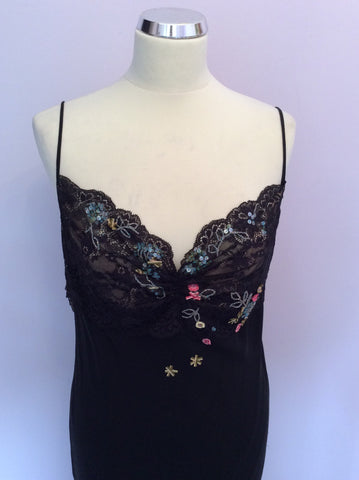 Karen Millen Black Strappy Silk Beaded & Silk Dress Size 14 - Whispers Dress Agency - Sold - 3