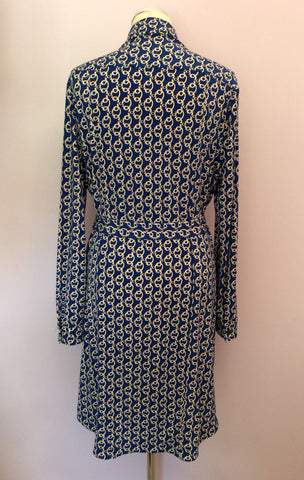 Laura Ashley Blue Print Tie Belt Dress Size 16 - Whispers Dress Agency - Sold - 2