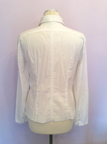 MARCCAIN WHITE FRILL FRONT ZIP UP SHIRT SIZE N4 UK 12/14 - Whispers Dress Agency - Womens Shirts & Blouses - 3