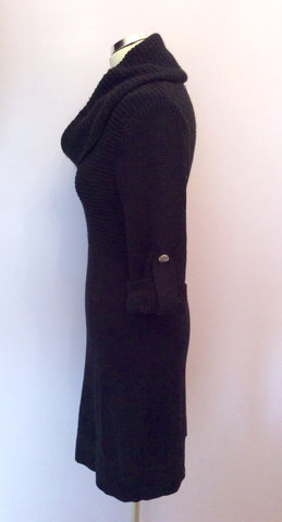 Karen Millen Black Roll Neck Wool Blend Knit Dress Size 1 UK 10 - Whispers Dress Agency - Sold - 2