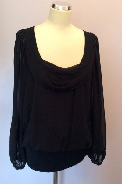 Coast Black Scoop Neck Long Sheer Sleeve Top Size 16 - Whispers Dress Agency - Sold - 1