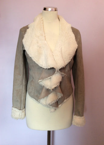 Brand New Mia Moda Grey Faux Fur Lined Jacket Size 8 - Whispers Dress Agency - Womens Coats & Jackets - 1