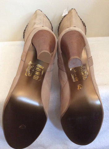 Brand New Morgan Beige Suede Studded Trim Heels Size 7.5/41 - Whispers Dress Agency - Womens Boots - 5