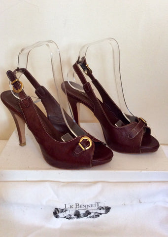 LK Bennett Brown Leather Slingback Heels Size 4/37 - Whispers Dress Agency - Womens Sandals - 2