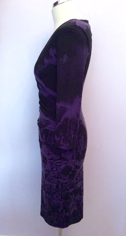 Isabel De Pedro Black & Purple Print Wrap Style Dress Size 10 - Whispers Dress Agency - Sold - 2