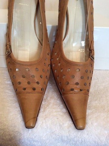 Prada Camel Leather Stiletto Heels Size 7.5/41 - Whispers Dress Agency - Sold - 4