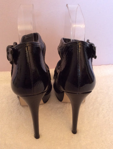 Carvela Black Patent Leather Buckle Trim Peeptoe Heels Size 4/37 - Whispers Dress Agency - Sold - 4