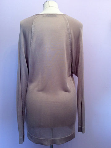 Reiss Oyster Beige Silky Feel V Neck Jumper Size S - Whispers Dress Agency - Womens Knitwear - 3