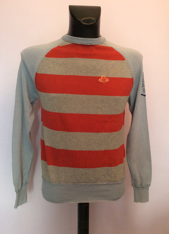 Replay Red, Grey & Light Blue Stripe Cotton Jumper Size L - Whispers Dress Agency - Sold - 1