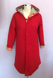 Pale Blue & Red Floral Print Cotton Hooded Lightly Padded Coat Size S/M - Whispers Dress Agency - Womens Coats & Jackets - 4