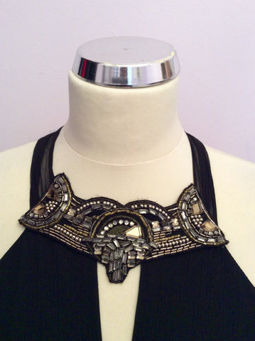 Karen Millen Black Silk Beaded & Jewel Trim Dress Size 10 - Whispers Dress Agency - Womens Dresses - 2