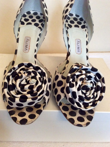 Alima Black & White Spot Canvas Peeptoe Heels Size 7/40 - Whispers Dress Agency - Womens Heels - 4