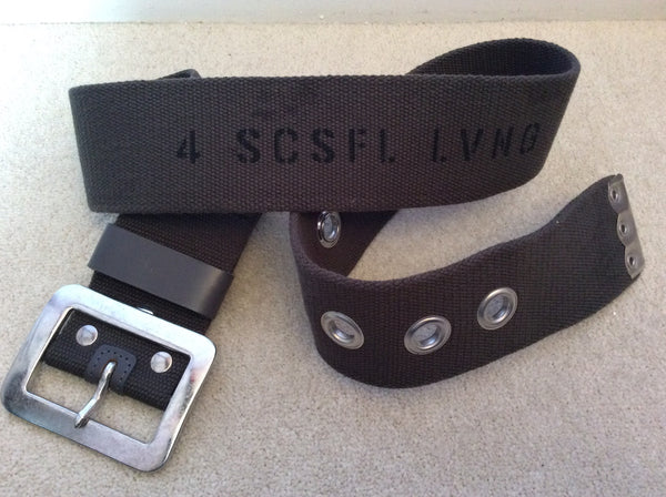 Diesel Dark Grey Canvas & Silver Buckle Belt Size S/M - Whispers Dress Agency - Womens Belts