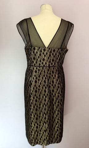 MONSOON BLACK LACE & GOLD LINING OCCASION DRESS SIZE 16 - Whispers Dress Agency - Womens Dresses - 2