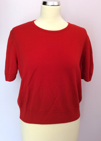 Marks & Spencer Red Short Sleeve Lambswool Jumper Size 18 - Whispers Dress Agency - Sold