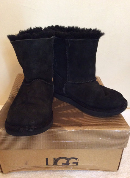 Ugg Black Sheepskin Bow Trim Boots Size 12/30 - Whispers Dress Agency - Sold - 1