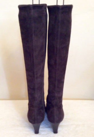 Peter Kaiser Dark Brown Suede Stretch Knee Length Boots Size 4/37 - Whispers Dress Agency - Sold - 4