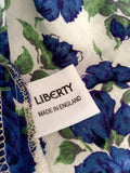 LIBERTY BLUE,WHITE & GREEN FLORAL PRINT COTTON DRESS SIZE 16 - Whispers Dress Agency - Sold - 5