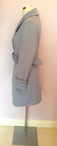 Per Una Light Blue Belted Knee Length Coat Size 12 - Whispers Dress Agency - Sold - 2