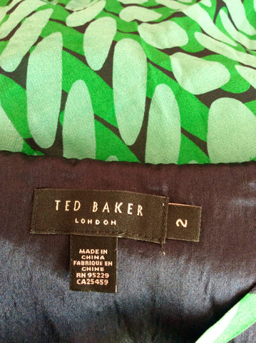Ted Baker Green & Black Print Silk Dress Size 2 UK 8/10 - Whispers Dress Agency - Womens Dresses - 3