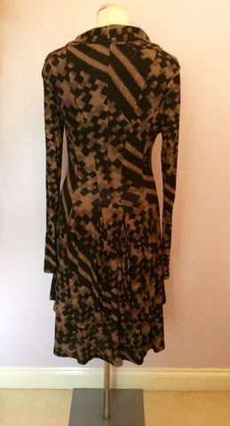 Isabel De Pedro Black & Brown Print Long Sleeve Dress Size 14 - Whispers Dress Agency - Sold - 4