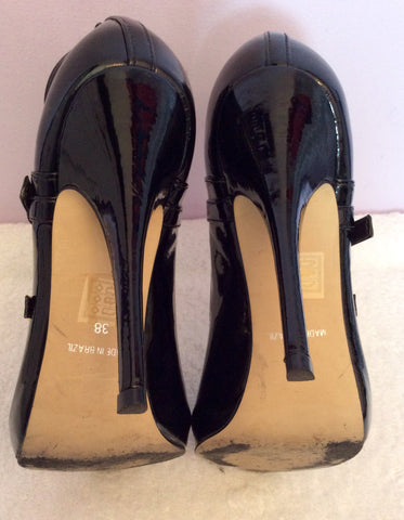 Kurt Geiger Black Patent Peeptoe Buckle Straps Heels Size 5/38 - Whispers Dress Agency - Sold - 6