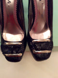 KILLAH BLACK PATENT LEATHER CROC BUCKLE TRIM HEELS SIZE 7/40 - Whispers Dress Agency - Womens Heels - 2