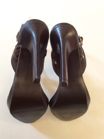 Brand New Zara Dark Brown Leather Heeled Sandals Size 7/40 - Whispers Dress Agency - Womens Sandals - 4