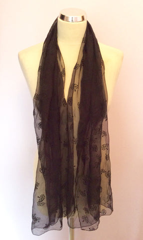 Genuine Mulberry Black Silk Tree Print Scarf - Whispers Dress Agency - Sold - 2