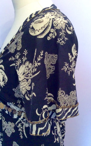 WHISTLES BLACK & WHITE FLORAL PRINT COTTON DRESS SIZE 10 - Whispers Dress Agency - Womens Dresses - 4