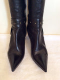 Russo Black Leather Studded Trim Heeled Boots Size 5/38 - Whispers Dress Agency - Sold - 4