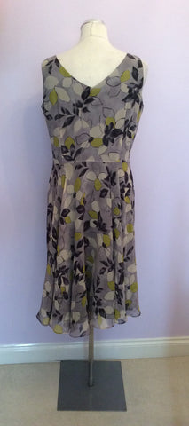 HOBBS GREY FLORAL PRINT SILK DRESS SIZE 14 - Whispers Dress Agency - Womens Dresses - 3