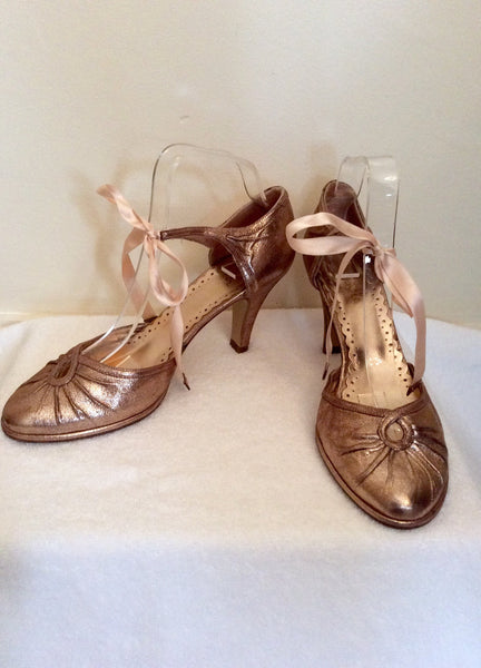 Whistles Metalic Pink Ribbon Tie Leather Heels Size 6/39 - Whispers Dress Agency - Sold - 1