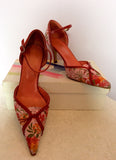Office Red & Pink Floral Print Fabric & Leather Heels Size 6/39 - Whispers Dress Agency - Sold - 1