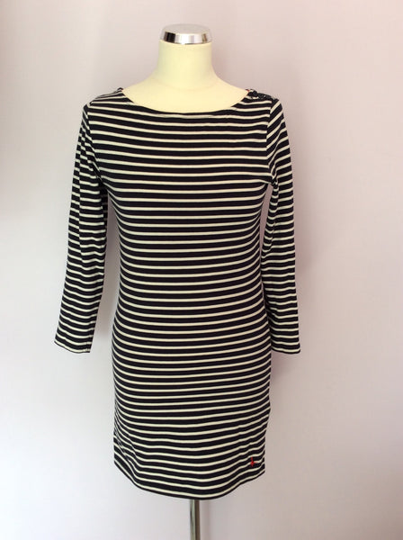 Jack Wills Navy Blue & White Stripe Cotton Mini Dress Size 8 - Whispers Dress Agency - Womens Dresses - 1